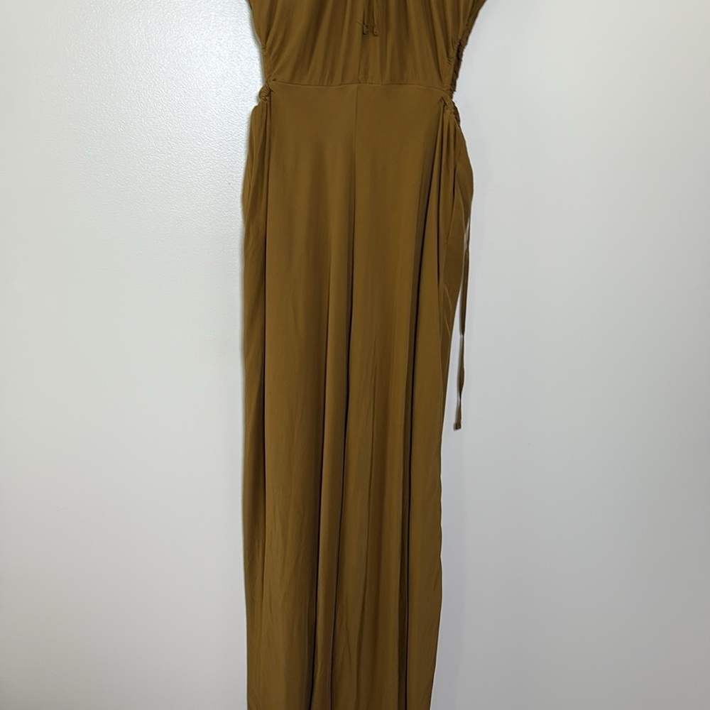 A New Day Brown Midi Dress Lightweight Cutout asymmetrical Hem‎ Tie Back Size M - Picture 8 of 15